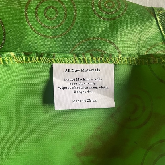 Christmas Tree Skirt Green Gold Circles Green Shiny 4 foot Diameter Retro - Picture 4 of 6